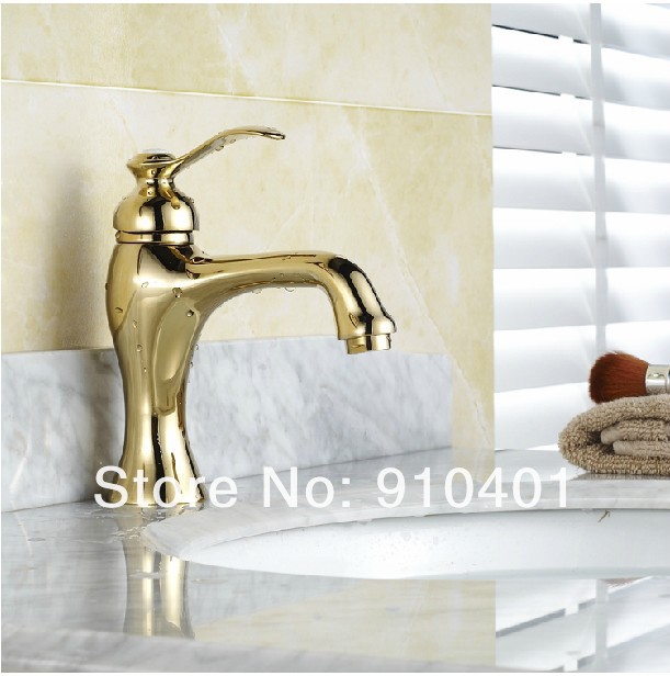 Wholesale And Retail Promotion Golden Finish Brass Bathroom Basin Faucet Single Handle Vanity Sink Mixer Tap