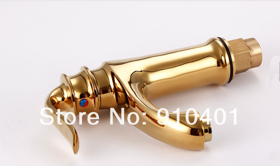Wholesale And Retail Promotion Golden finish brass new bathroom single handle basin faucet vanity sink mixer tap