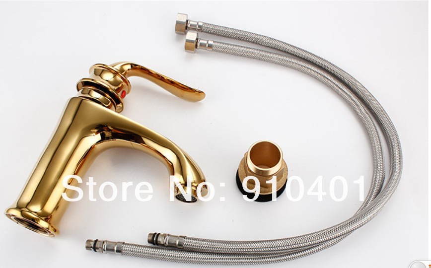 Wholesale And Retail Promotion Golden finish brass new bathroom single handle basin faucet vanity sink mixer tap