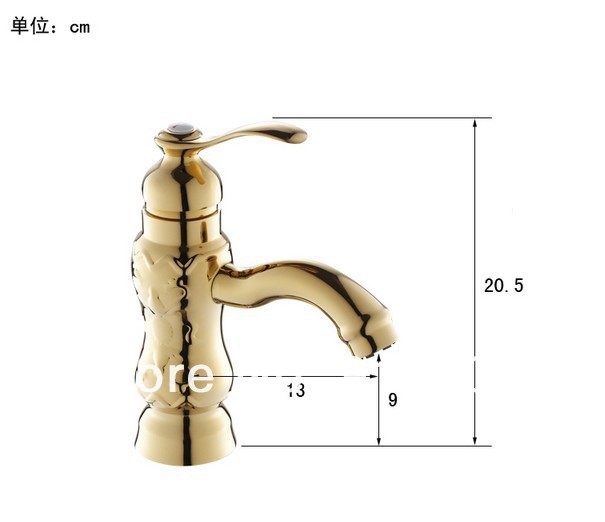 Wholesale And Retail Promotion  Luxury Golden Finish Brass Bathroom Basin Faucet Single Handle Vanity Mixer Tap