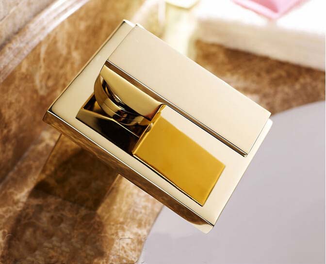 Wholesale And Retail Promotion NEW Luxury Golden Waterfal Bathroom Faucet Single Handle Vanity Sink Mixer Tap