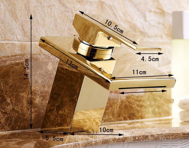 Wholesale And Retail Promotion NEW Luxury Golden Waterfal Bathroom Faucet Single Handle Vanity Sink Mixer Tap