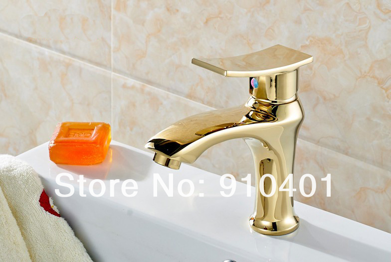 Wholesale And Retail Promotion Polished Golden Finish Bathroom Basin Faucet Vanity Sink Mixer Tap Single Handle