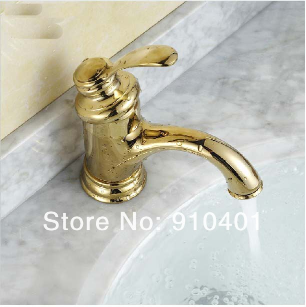 Wholesale And Retail Promotion Polished Golden Finish Solid Brass Bathroom Basin Faucet Single Handle Mixer Tap