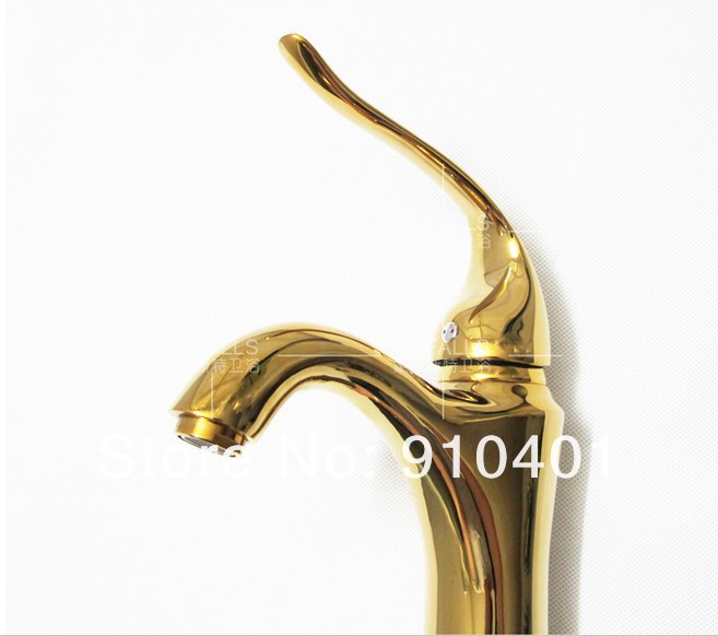 Wholesale And Retail Promotion Polished Golden Finish Solid Brass Bathroom Basin Faucet Single Handle Sink Tap