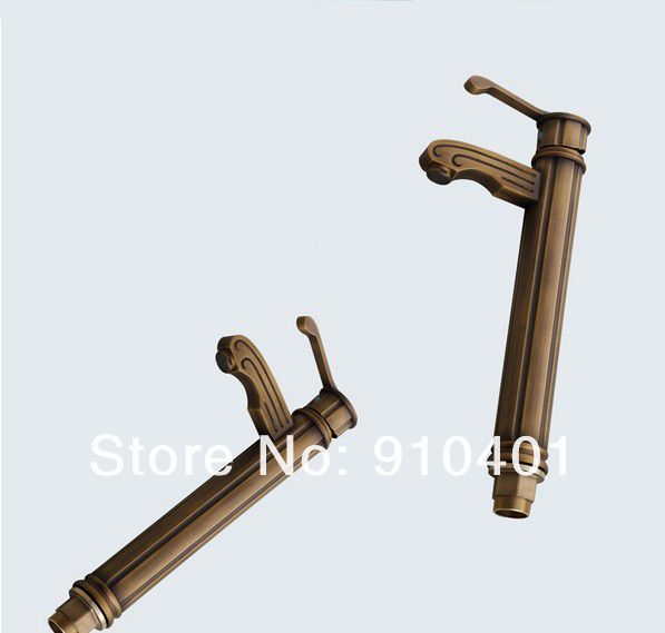 Wholesale and Retail Promotion NEW Antique Brass Bathroom Basin Sink Faucet Wood Shape Vanity Sink Mixer Tap