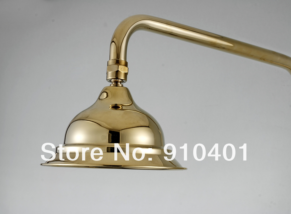 NEW Wholesale /Retail Promotion Luxury Golden Finish Bathroom Shower Faucet Set Cross Handles Shower Mixer Tap
