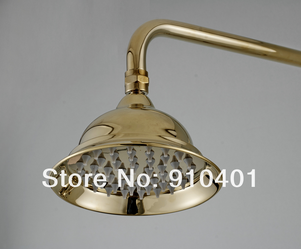 NEW Wholesale /Retail Promotion Luxury Golden Finish Bathroom Shower Faucet Set Cross Handles Shower Mixer Tap