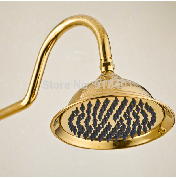 Wholesale And Retail Promotion Elegant Golden Brass Bathroom Rain Shower Faucet Set Tub Mixer Tap Hand Shower