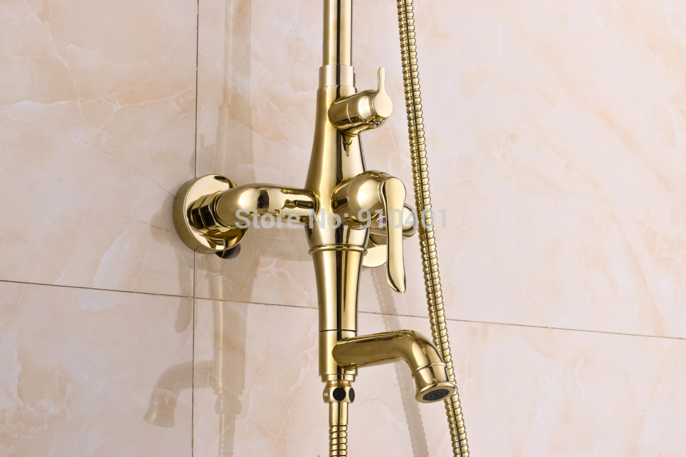 Wholesale And Retail Promotion Golden Exposed Shower Column Rain Shower Mixer Tap Single Handle Tub Mixer Tap
