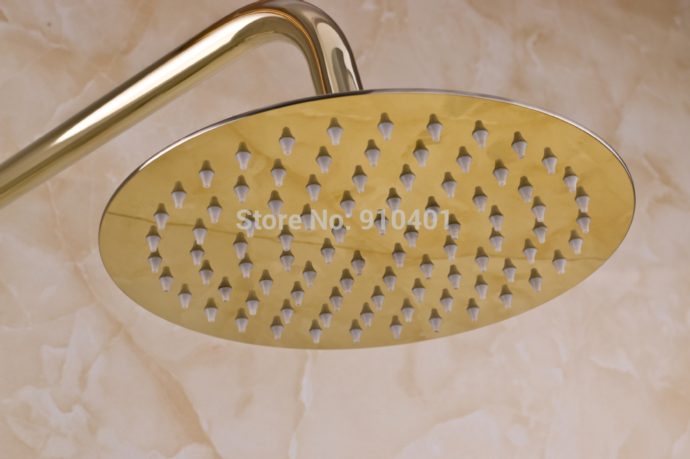 Wholesale And Retail Promotion Luxury Exposed Golden Brass Ultrathin Shower Head Tub Mixer Tap W/ Hand Shower