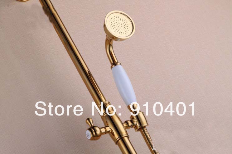 Wholesale And Retail Promotion Luxury Golden Finish Shower Faucet Set Wall Mounted Shower Mixer Tap Tub Faucet