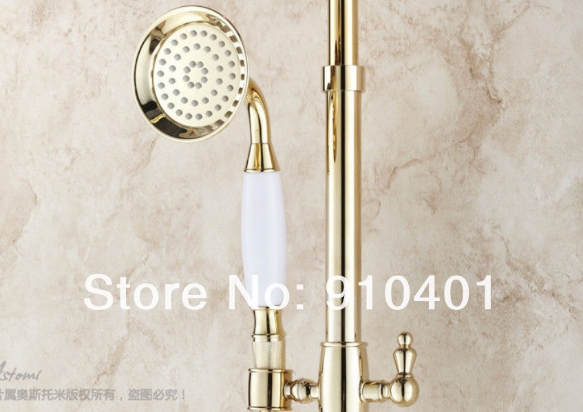 Wholesale And Retail Promotion Luxury Rain Gold Brass Bath Shower Faucet Set Bathtub Mixer Tap W/ Hand Shower