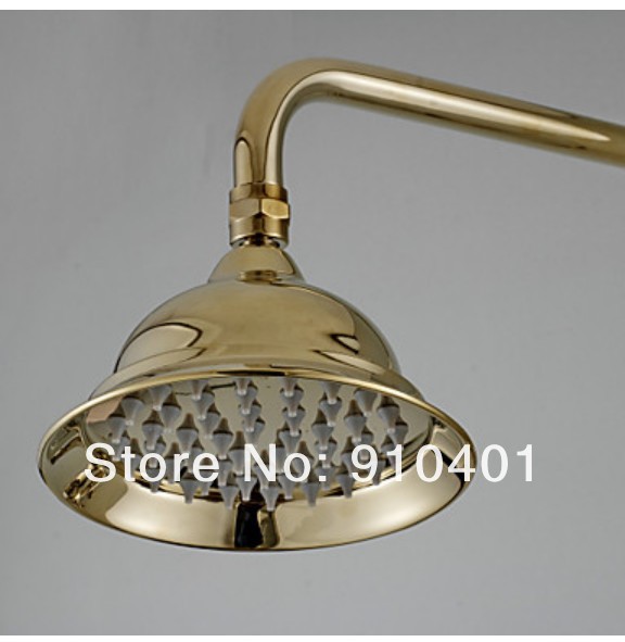 Wholesale And Retail Promotion Luxury Wall Mounted Golden Brass Shower Faucet Set Dual Cross Handles Mixer Tap