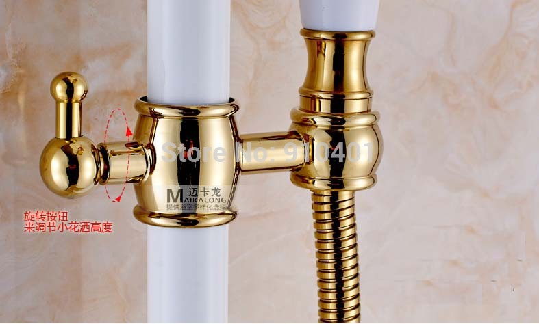 Wholesale And Retail Promotion Luxury Wall Mounted White Painting Golden Brass Bathroom Shower Faucet Tub Mixer