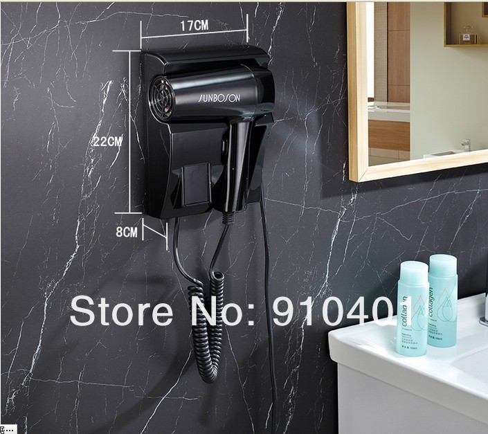 Wholesale And Retail Promotion Bathroom Hotel Wall Mounted Black Color Color Hair Drier Bathroom Hair Drier
