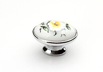 Wholesale Furniture Cabinet handle Drawer knobs Kitchen handle Pull handle 4.1cm Yellow flower Classical 10pcs/lot Free shipping