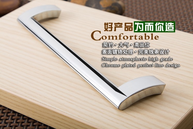 Brushed Stainless Steel Oblique Wave Pop Cabinet Wardrobe Cupboard Knob Drawer Door Pulls Handle 192mm 7.56