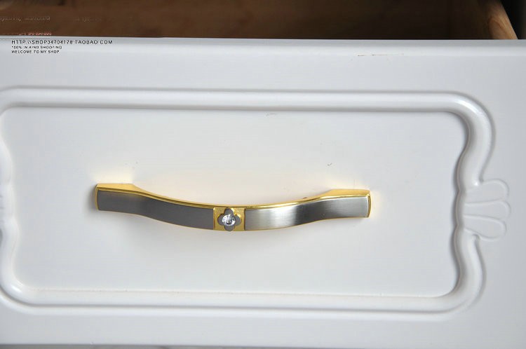 Crystal Glisten Cabinet Wardrobe Cupboard Drawer Door Knob Pulls Handles Gold 128mm 5.04