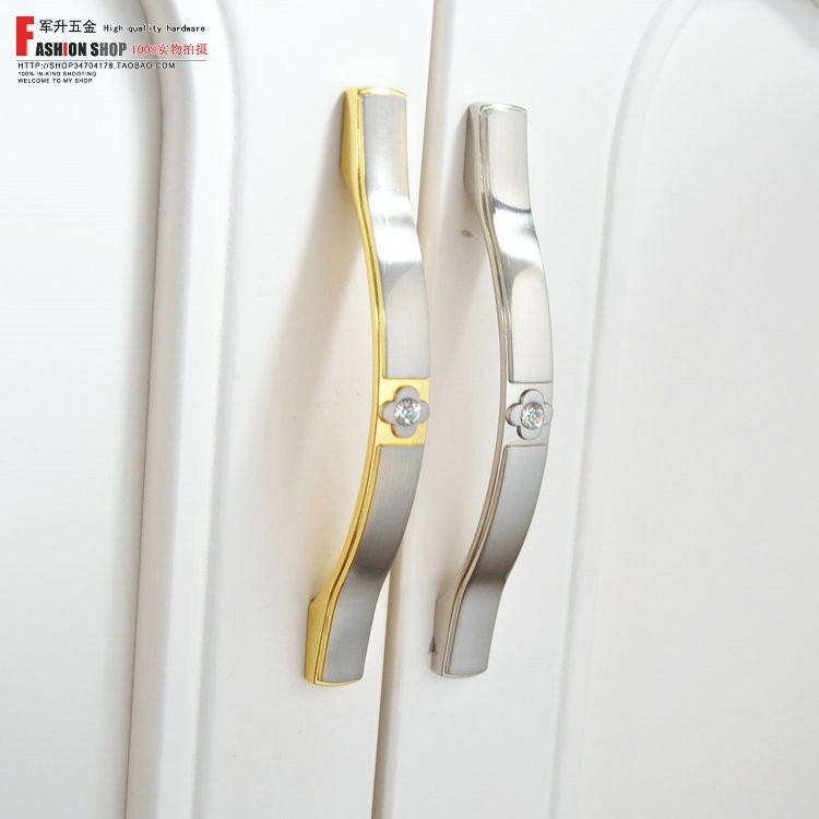 Crystal Glisten Cabinet Wardrobe Cupboard Drawer Door Knob Pulls Handles Gold 96mm 3.78" MBS239-3