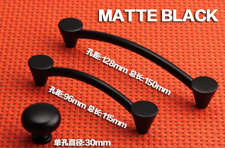 Matte Black Cabinet Wardrobe Chest Cupboard Knob Drawer Pulls Handles 128mm 5.04" MBS391-3