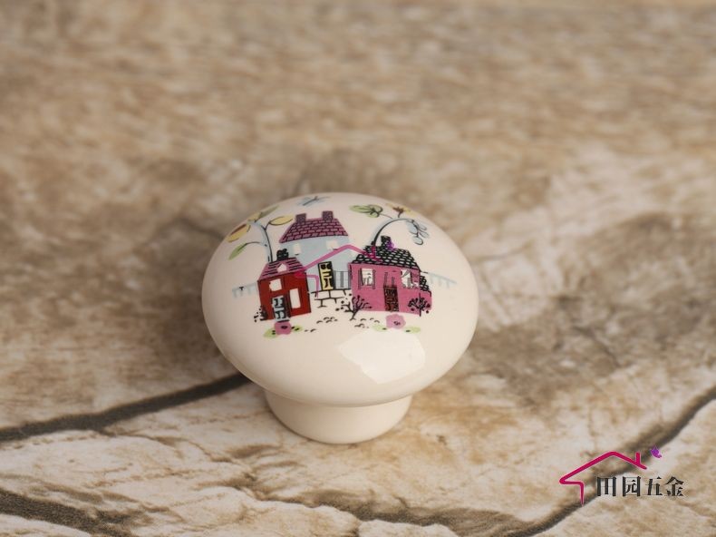New Fairy Tale House Handle Cabinet Door Ceramic Drawer Pulls MBS042