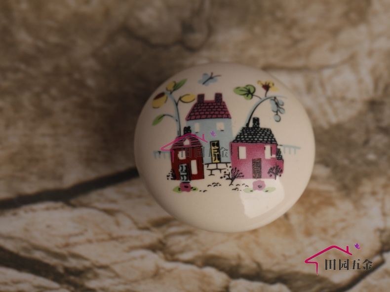 New Fairy Tale House Handle Cabinet Door Ceramic Drawer Pulls MBS042