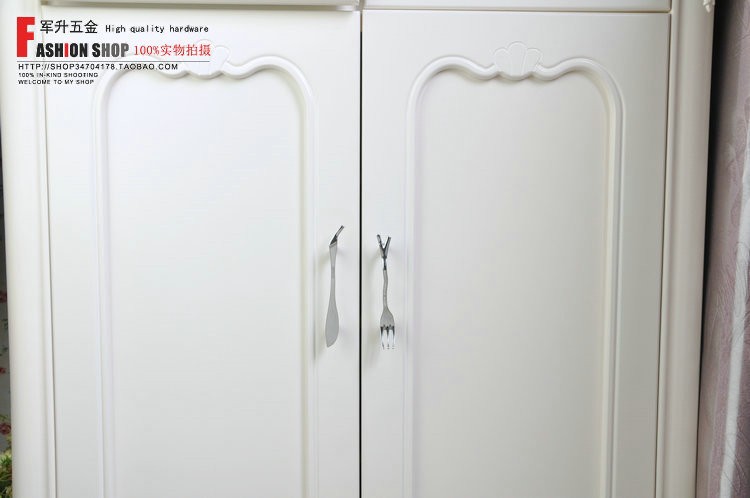 Novelty Silver Fork Handle Cupboard Cabinet Drawer Door Knob Pulls MBS201-5