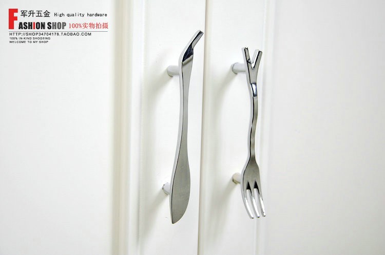 Novelty Silver Knife Handle Cupboard Cabinet Drawer Door Knob Pulls MBS201-4