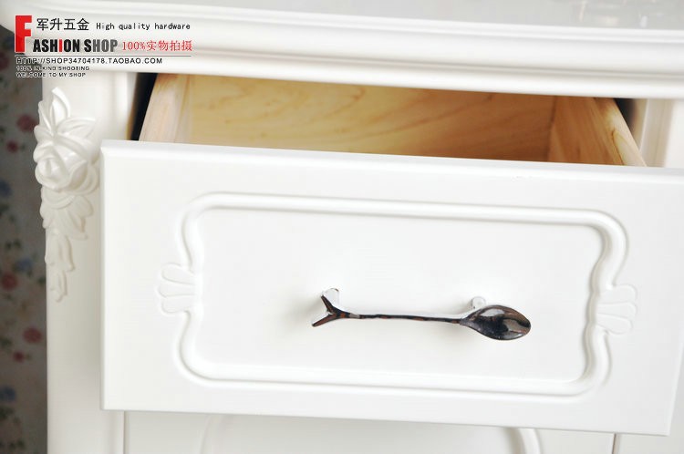 Novelty Silver Spoon Handle Cupboard Cabinet Drawer Door Knob Pulls MBS201-6