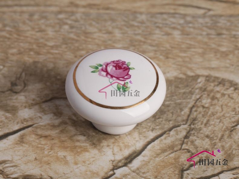 Pink Rose Gold Circle Style Cabinet Wardrobe Cupboard Drawer Pulls Ceramic Handles 1.50