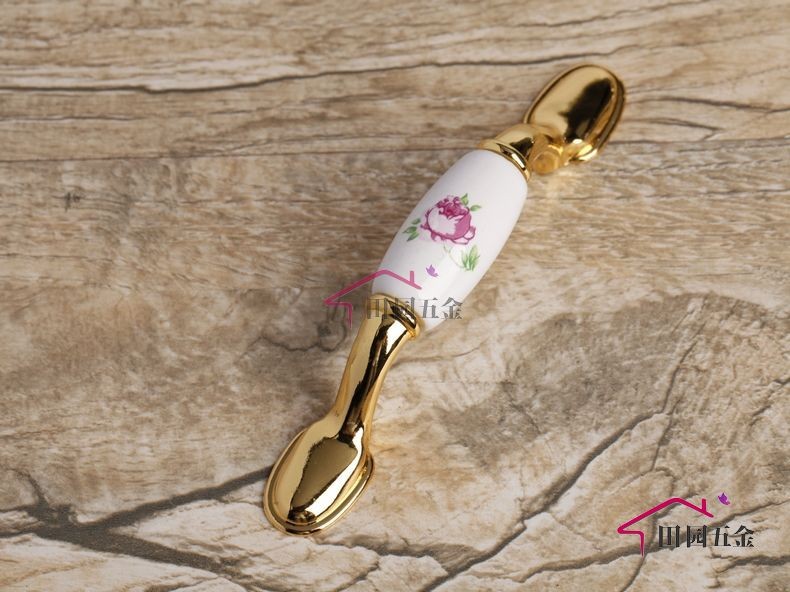 Pink Rose Gold Style Cabinet Wardrobe Cupboard Drawer Pulls Ceramic Handles 2.99" 76mm MBS028-5