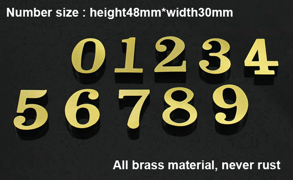 New classical European contracted style high grade brass door plate with three number for your luxury home