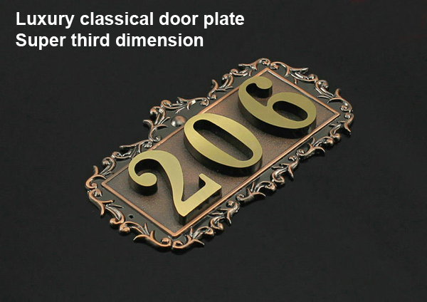 New classical European contracted style high grade door plate with three number for your luxury home
