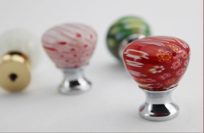Fashon 10pcs Mix Five Colour Copper Coloured Glaze Red Handles Green Knobs  Yellow Pulls White Drawer Knob Pink Pulls