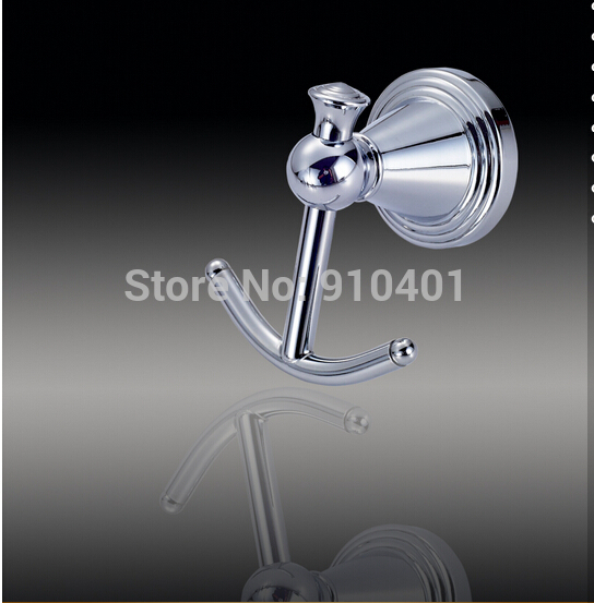 Wholesale And Promotion Chrome Brass Wall Mounted Bathroom Clothes Towel Hook Hangers Dual Robe Hooks