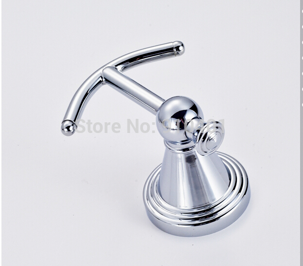 Wholesale And Promotion Chrome Brass Wall Mounted Bathroom Clothes Towel Hook Hangers Dual Robe Hooks