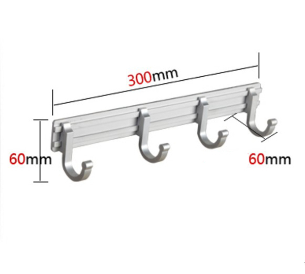 Wholesale And Retail Promotion Bathroom Wall Mounted Aluminum Towel Coat Hat Hooks 4 Hook And Hangers No Rust