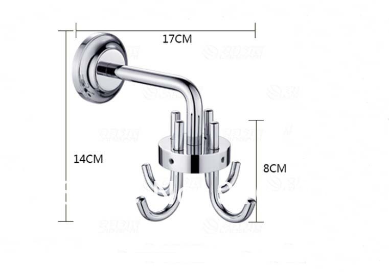 Wholesale And Retail Promotion Chrome Brass Wall Mounted Bathroom Clothes Towel Hooks 4 Function Robe Hangers