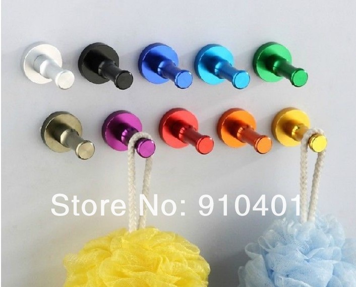 Wholesale And Retail Promotion Luxury 10 pcs Colorful Hooks Hangers Aluminum Door Wall Mounted Towel Coat Hooks