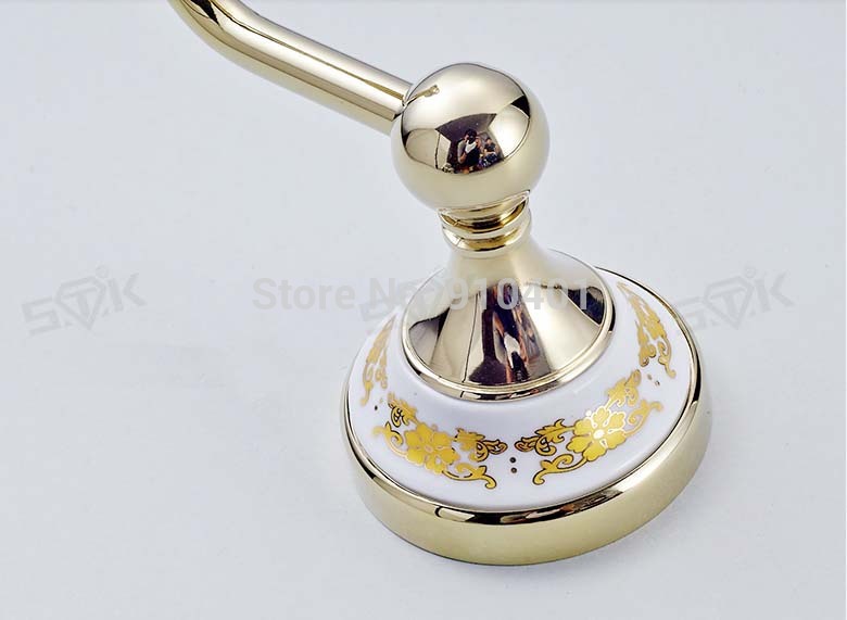 Wholesale And Retail Promotion Luxury Golden Ceramic Flower Carved Bathroom Towel Hook Coat Hat Hangers Hook