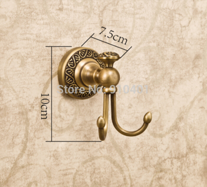 Wholesale And Retail Promotion NEW Antique Brass Wall Mounted Bathroom Towel Coat Hooks Dual Robe Hook Hanger