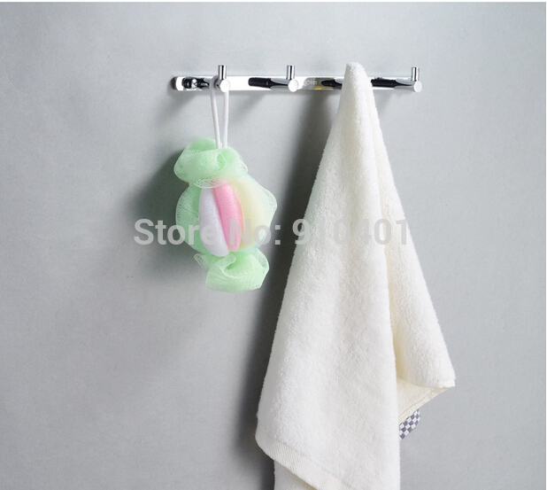Wholesale And Retail Promotion NEW Wall Mounted Chrome Brass Bathroom Towel Coat Hooks Robe Hook Hanger 4 Pegs