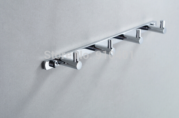 Wholesale And Retail Promotion NEW Wall Mounted Chrome Brass Bathroom Towel Coat Hooks Robe Hook Hanger 4 Pegs
