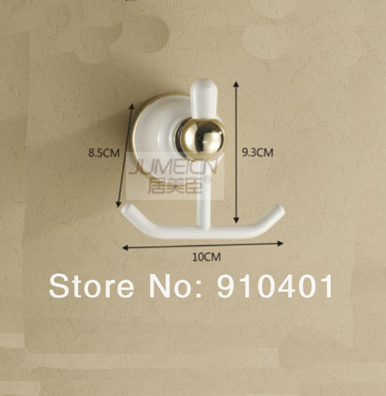 Wholesale And Retail Promotion White Painting Bathroom Wall Mount Dual Robe Hooks For Towel Clothes Hat Hanger
