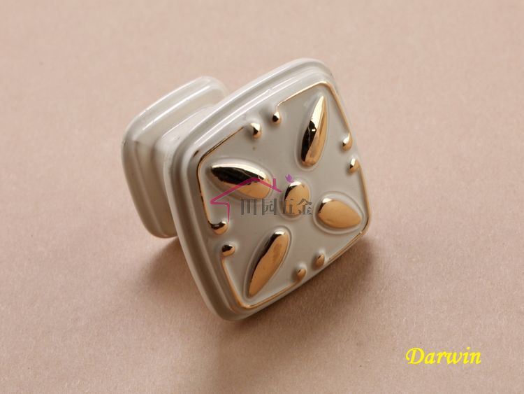 Single Hole Gold plated Ivory white Drawer knob,Furniture Handle Knob&Drawer Pulls,Wardrobe Hardware