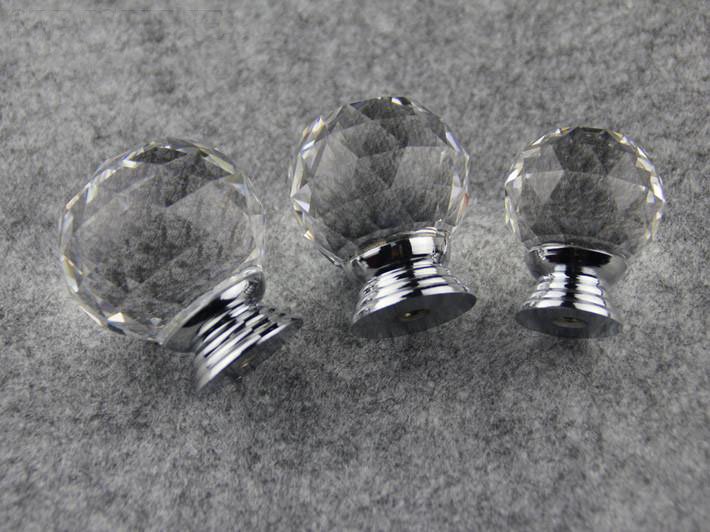 Door Hareware Clear Crystal Glass Chrome Cabinet Furniture Knobs New (Diameter: 40MM)