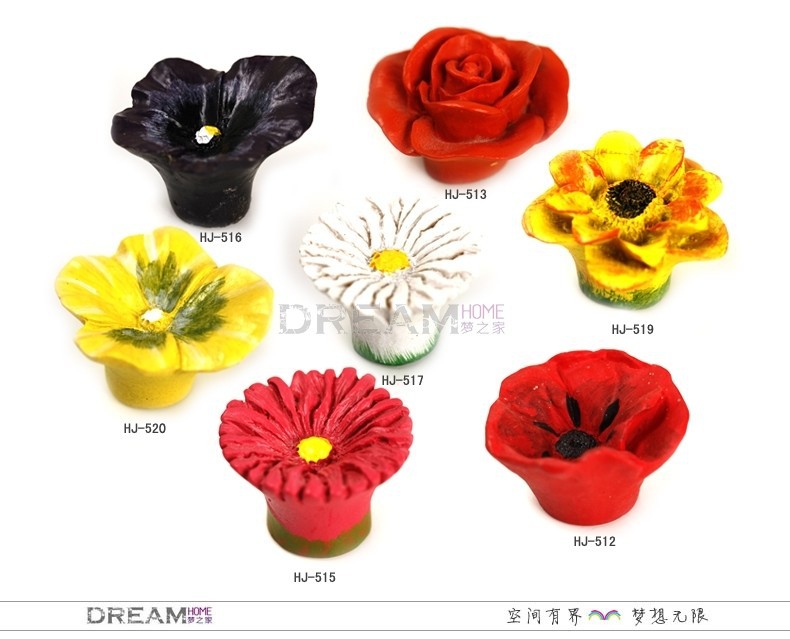 10pcs Colorful Beautiful Resin sunflower Cabinet Cupboard Drawer Knob Pulls Handle