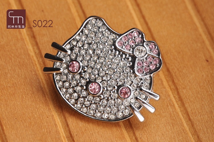 Free Shipping Hello Kitty cabinet Knobs crystal single Hole girl bedroom cupborad knob