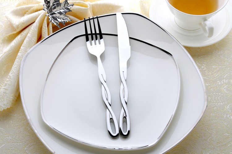 1 set 4pcs Stainless Steel Steak Knife and Fork & Spoon four-piece Western-style Food Flatware Sets Tableware